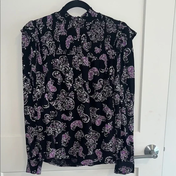 LOFT Black and Purple Paisley Women's Top - size small - Picture 2 of 10